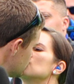 Danica Patrick Kissing Ricky Steinhouse Jr on pit road.jpg